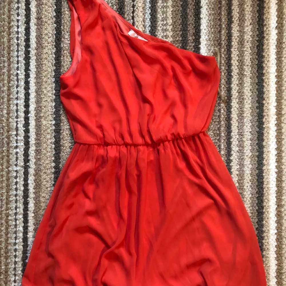 Beautiful Coral One Shoulder Dress
